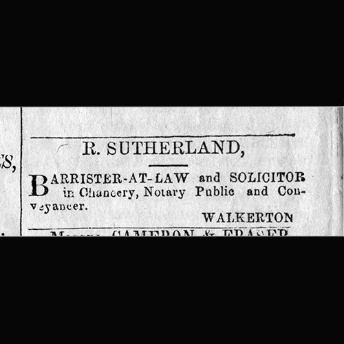 Advertisement for Robert Sutherland