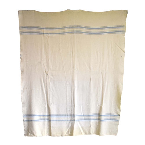 Woolen blanket with blue stripes
