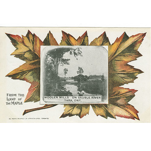 Postcard with photo of Tara woolen mill