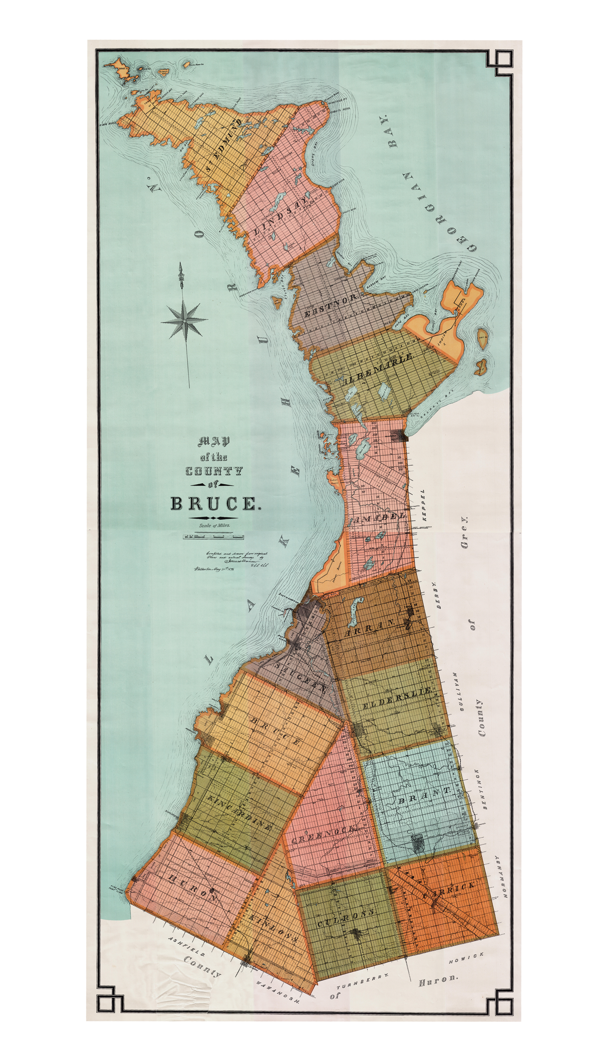 Bruce County Map - 1896 James Warren PLS
