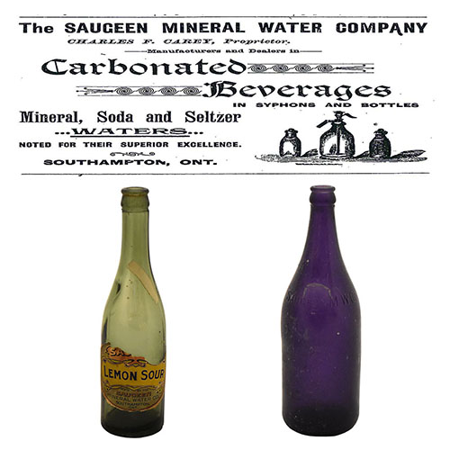 Graphic featuring two bottles and an advertisement.