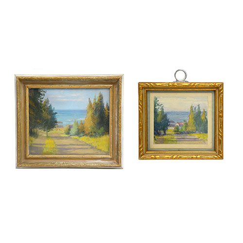 Two paintings side by side.