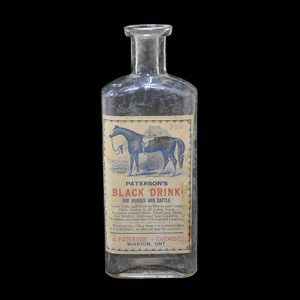 Medicine bottle for horses marked J. Paterson.