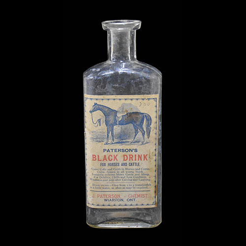 Medicine bottle for horses marked J. Paterson.