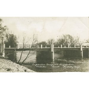 Postcard of bridge over Saugeen River.