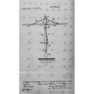 Patent drawing for a clothes reel.