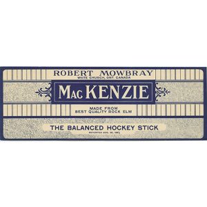 Paper label for McKenzie hockey stick