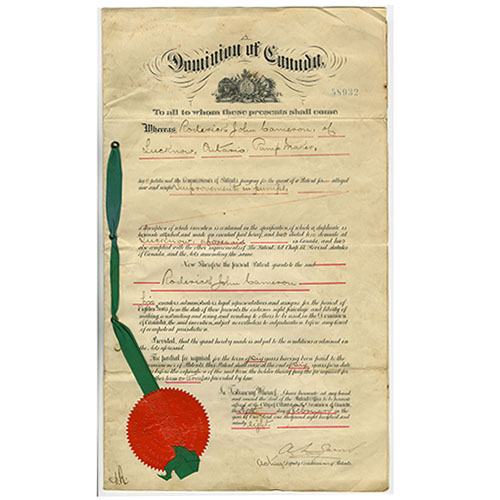 Patent paper with red wax seal.