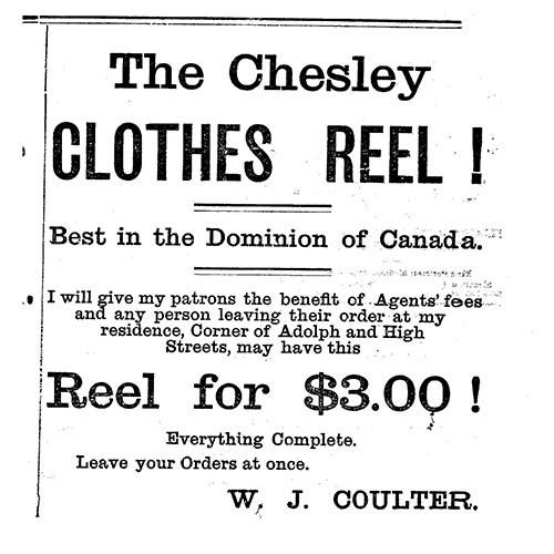 Advertisement for Chesley Clothes Reel.