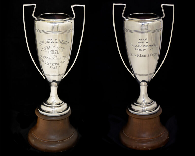Prize for creamery butter, awarded to Paisley Creamery at the Royal Winter Fair in 1928. BCM&CC Collection, 2025.004.001