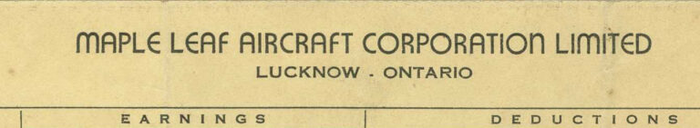 Paystub letterhead "Maple Leaf Aircraft Corporation"