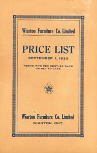 Textual document - front page of Wiarton Furniture Price List
