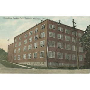 Corner of 4-storey brick factory building