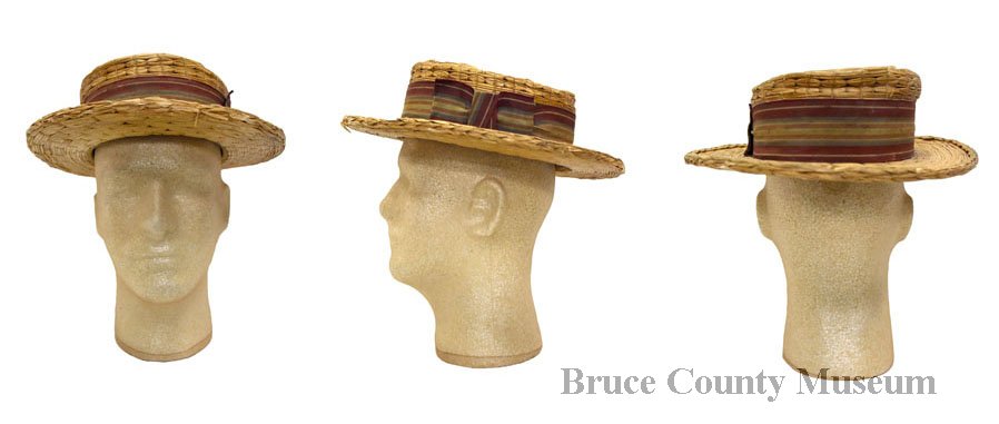 Straw Boater Hat with red ribbon