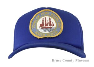 Blue trucker hat with a patch